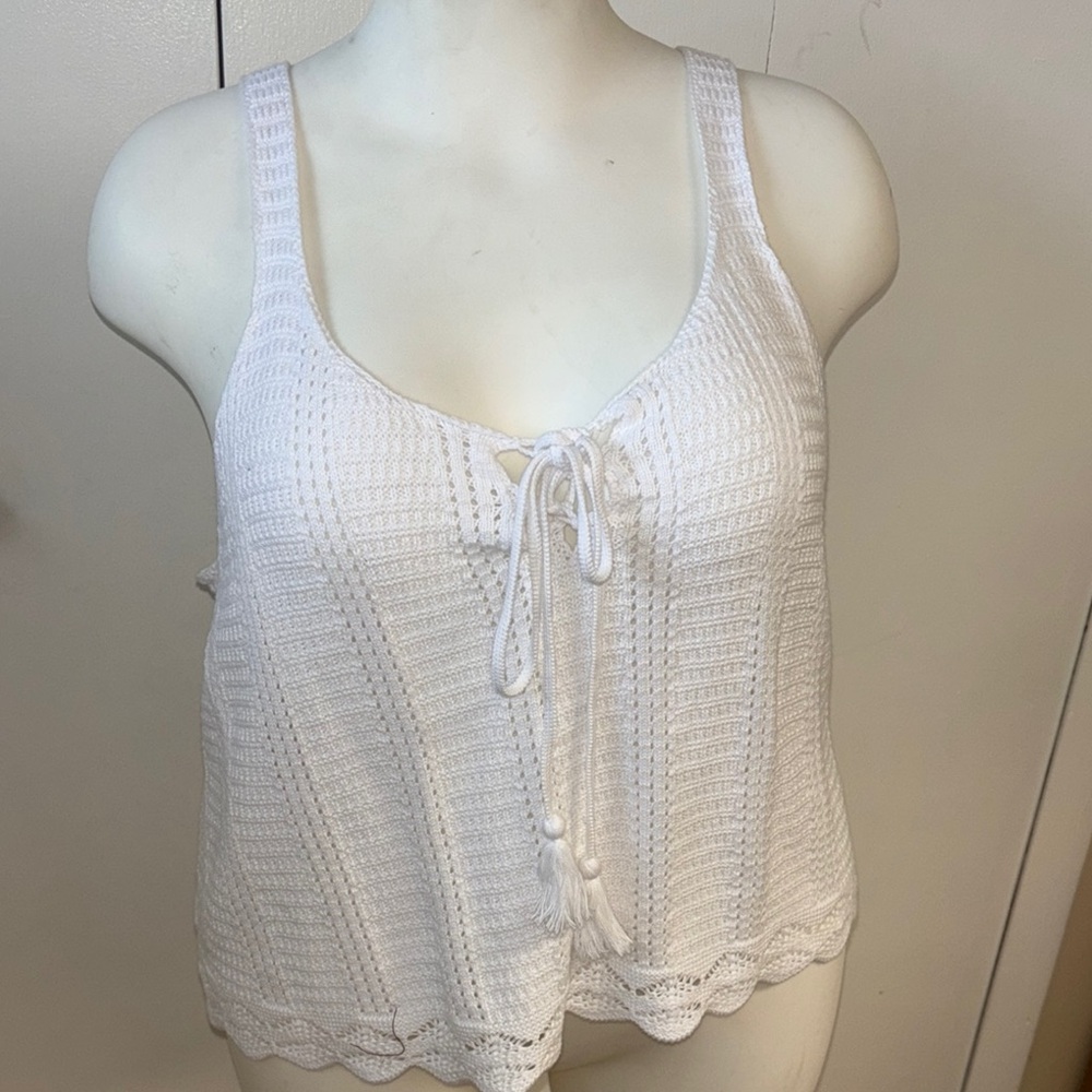 Old Navy White Lace-Up Knit Tank Top, size XL